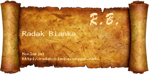 Radak Bianka névjegykártya